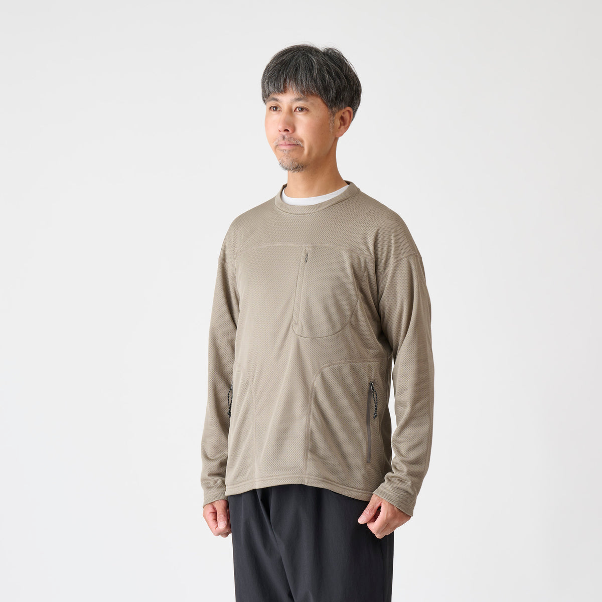 【AXESQUIN】Ventilation LS Tee - Octa / Light Brown