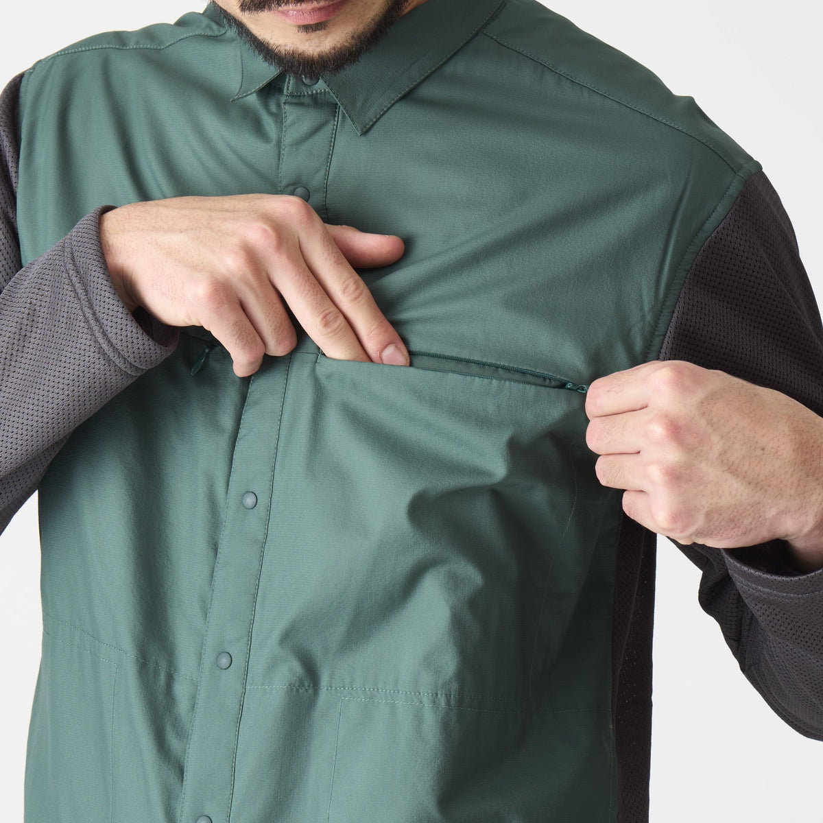 【AXESQUIN】Combination Shirt / BLACK