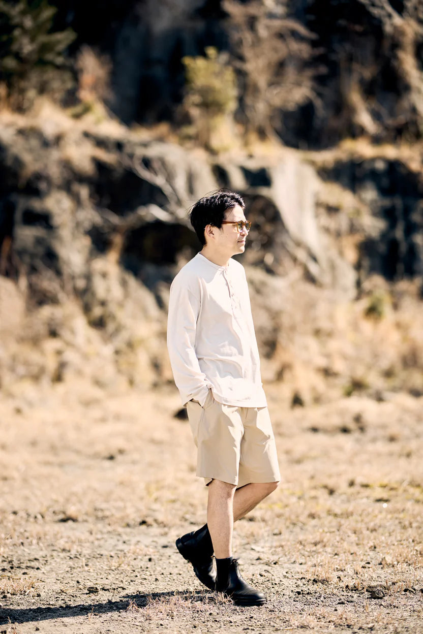 【HNT】Polyester Henley Neck L/S T-shirt
