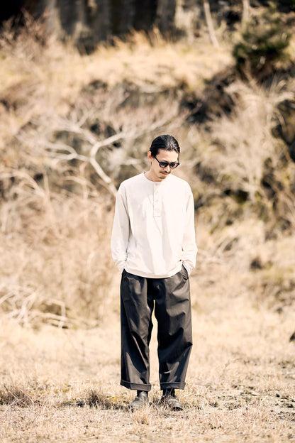 【HNT】Polyester Henley Neck L/S T-shirt