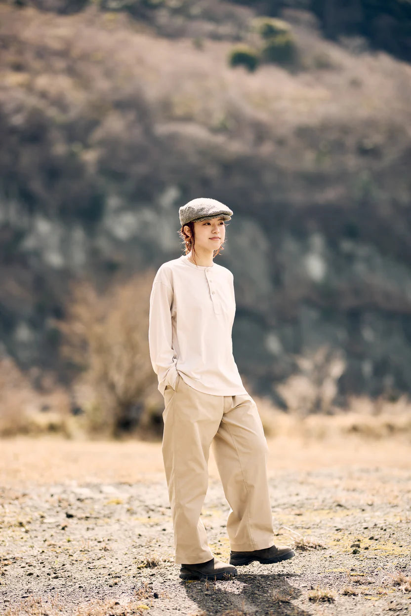 【HNT】Polyester Henley Neck L/S T-shirt