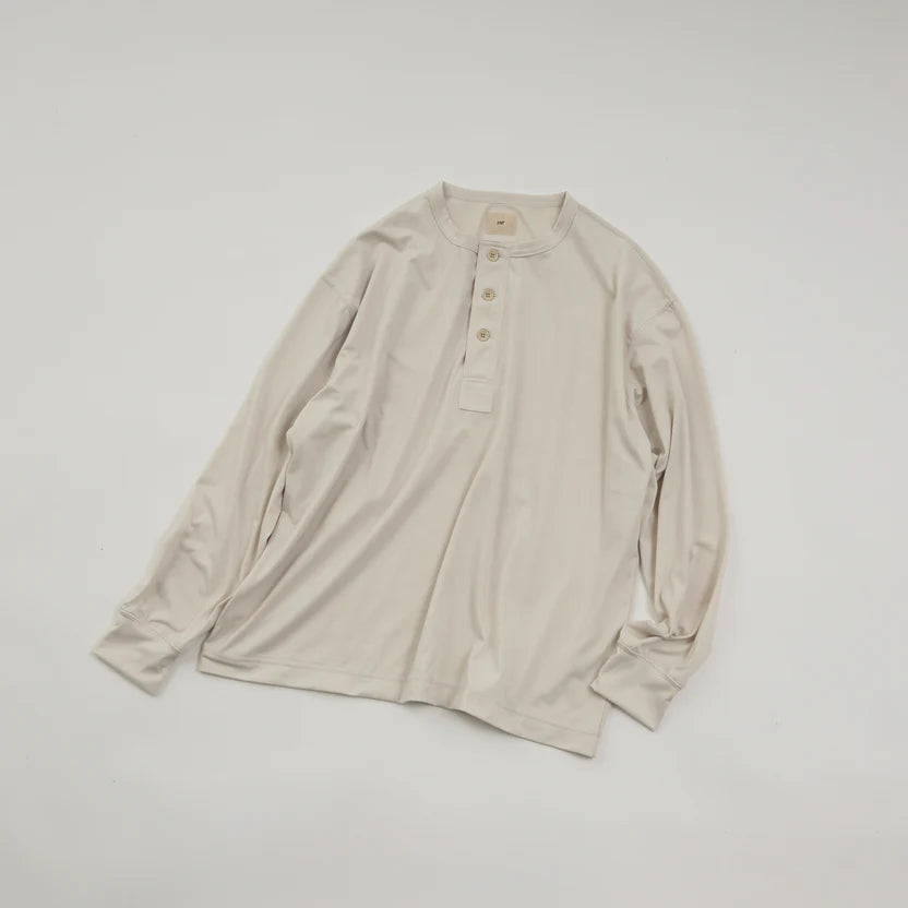 【HNT】Polyester Henley Neck L/S T-shirt