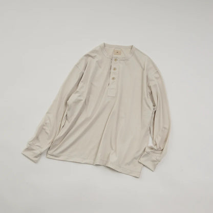 【HNT】Polyester Henley Neck L/S T-shirt