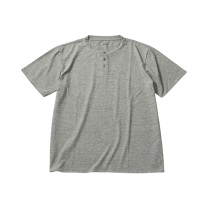 BRING WUNDERWEAR ヘンリーネックTシャツ、メランジグレーのTシャツ