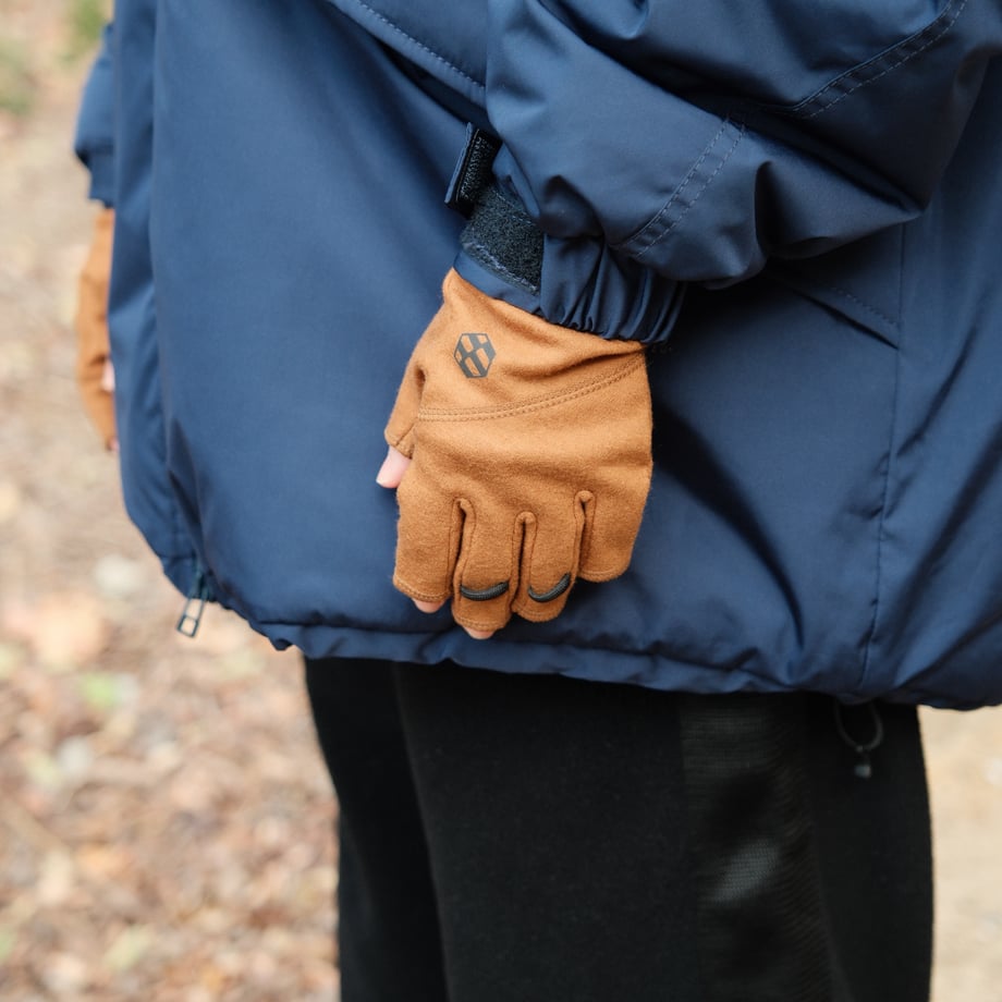 handson grip Hobo1J、茶色の指先出しグローブ