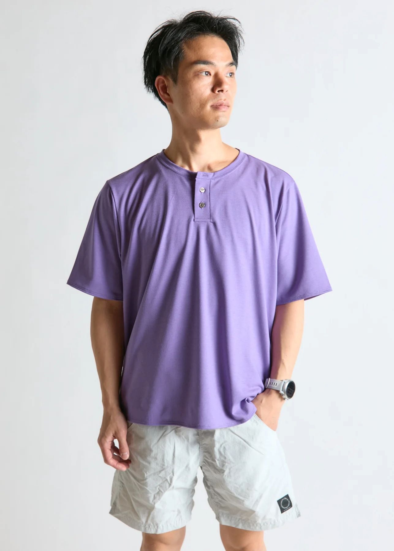 【BRING】WUNDERWEAR ヘンリーネックTシャツ Purple