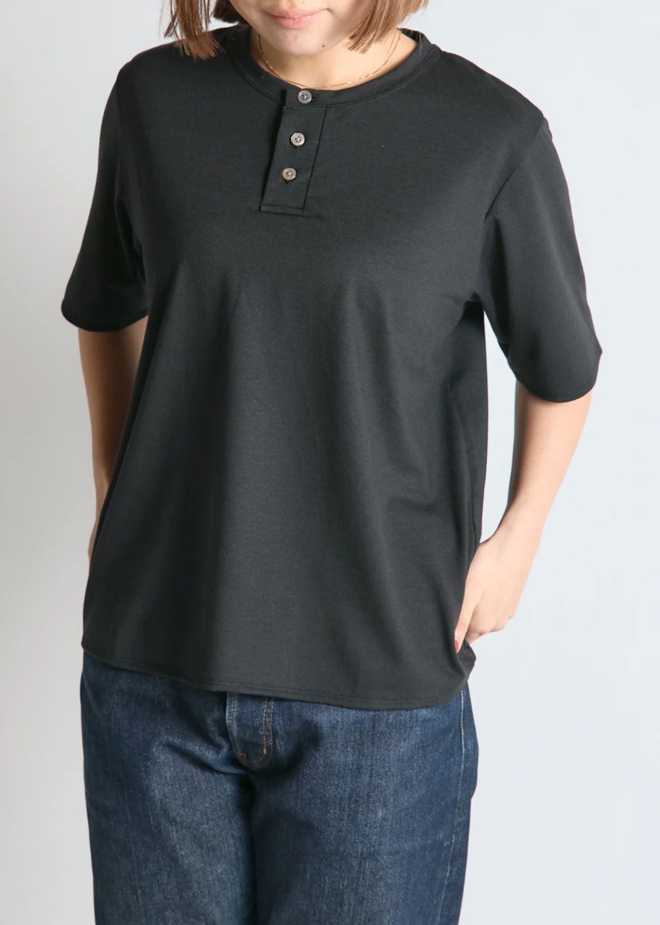【BRING】WUNDERWEAR ヘンリーネックTシャツ BLACK