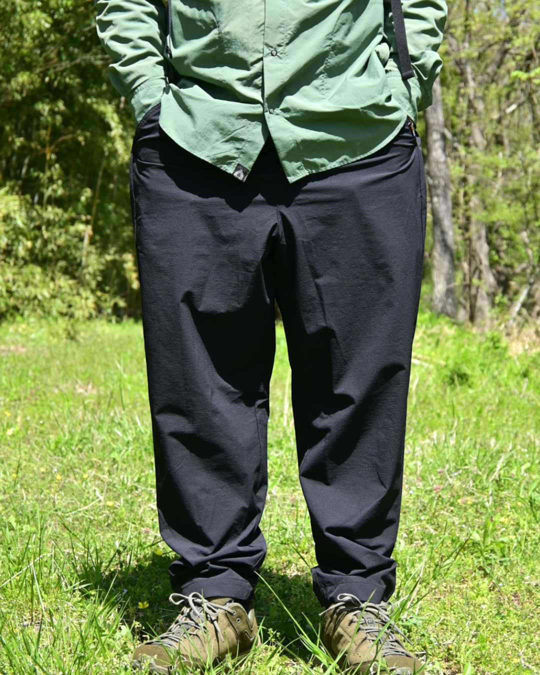 【LEISURES】 Cordura Stretch Pants LEISURES Big Logo / BLACK