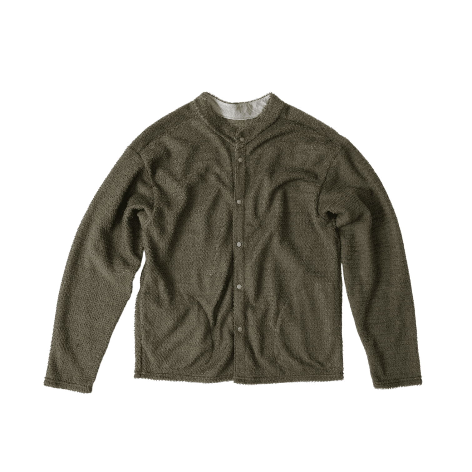 ULSUS Double Side Cardigan、オリーブブラウンのカーディガン