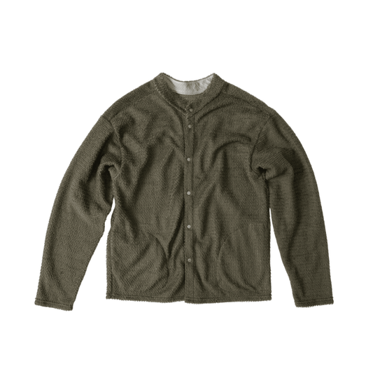 ULSUS Double Side Cardigan、オリーブブラウンのカーディガン